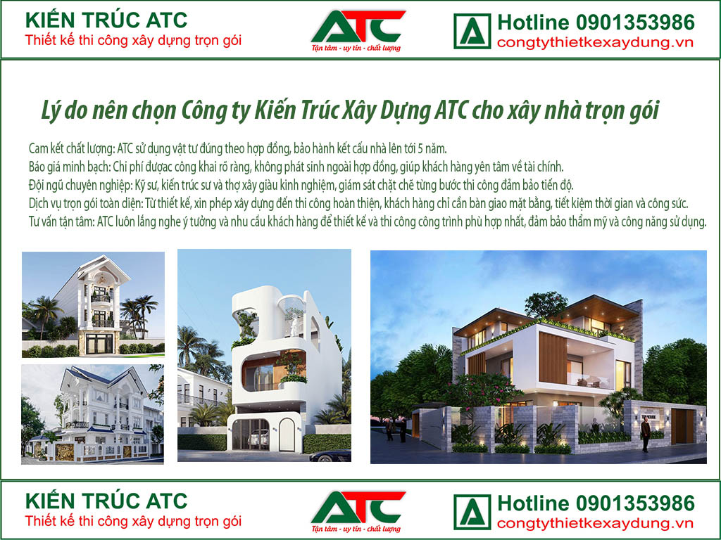 Lý do nên chọn Công ty Kiến Trúc Xây Dựng ATC cho xây nhà trọn gói